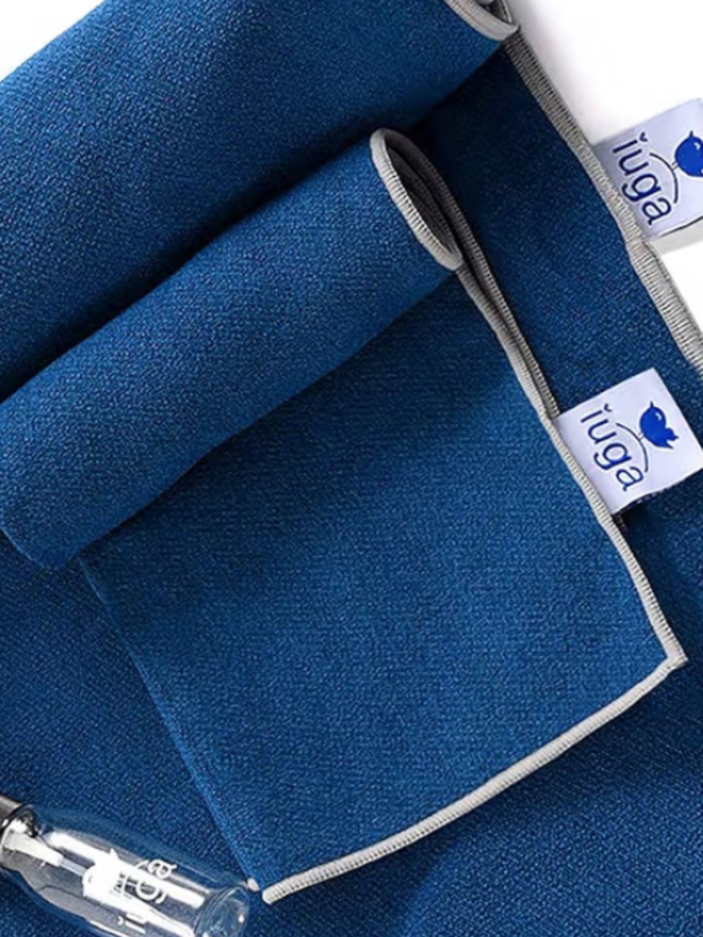 Blue Microfiber Cleaning Cloth with gray Trim